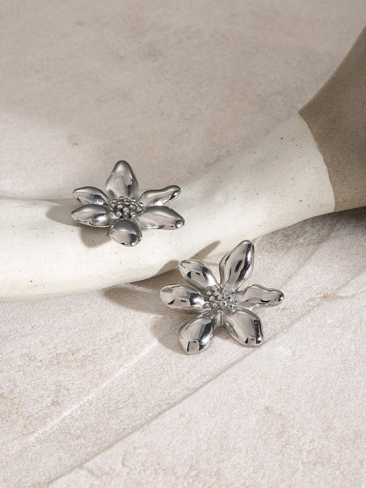 Stylish Flower Earrings - Florina-Silver-State of Style