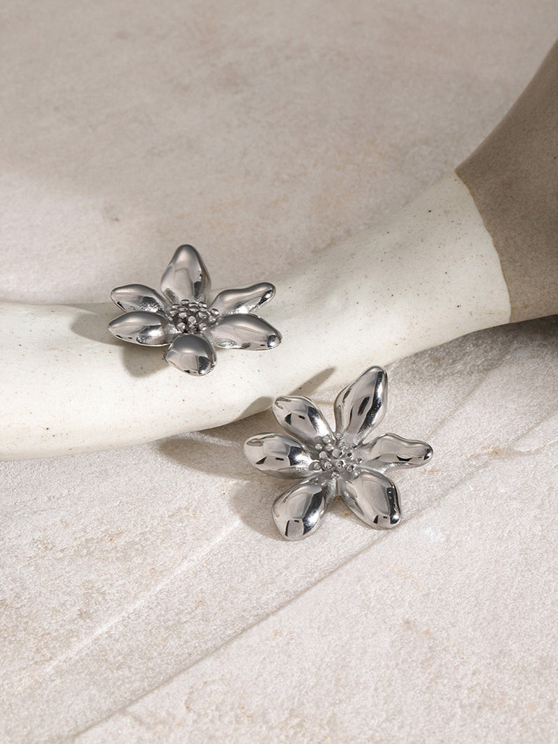 Stylish Flower Earrings - Florina-Silver-State of Style