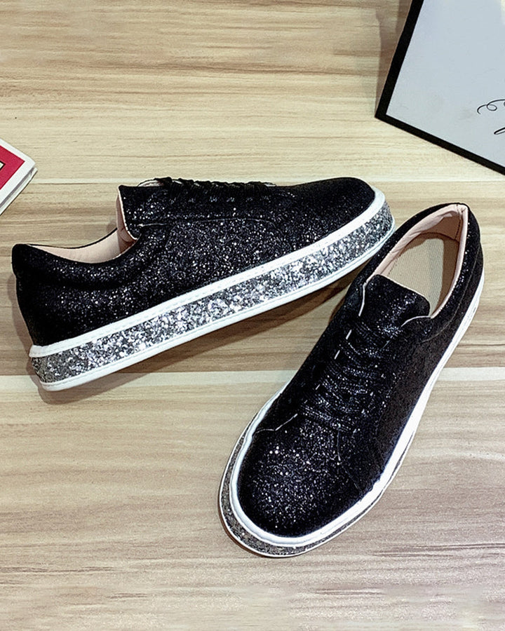 Stylish Glitter Platform Sneakers for Women - Sienna-Silver-5-State of Style