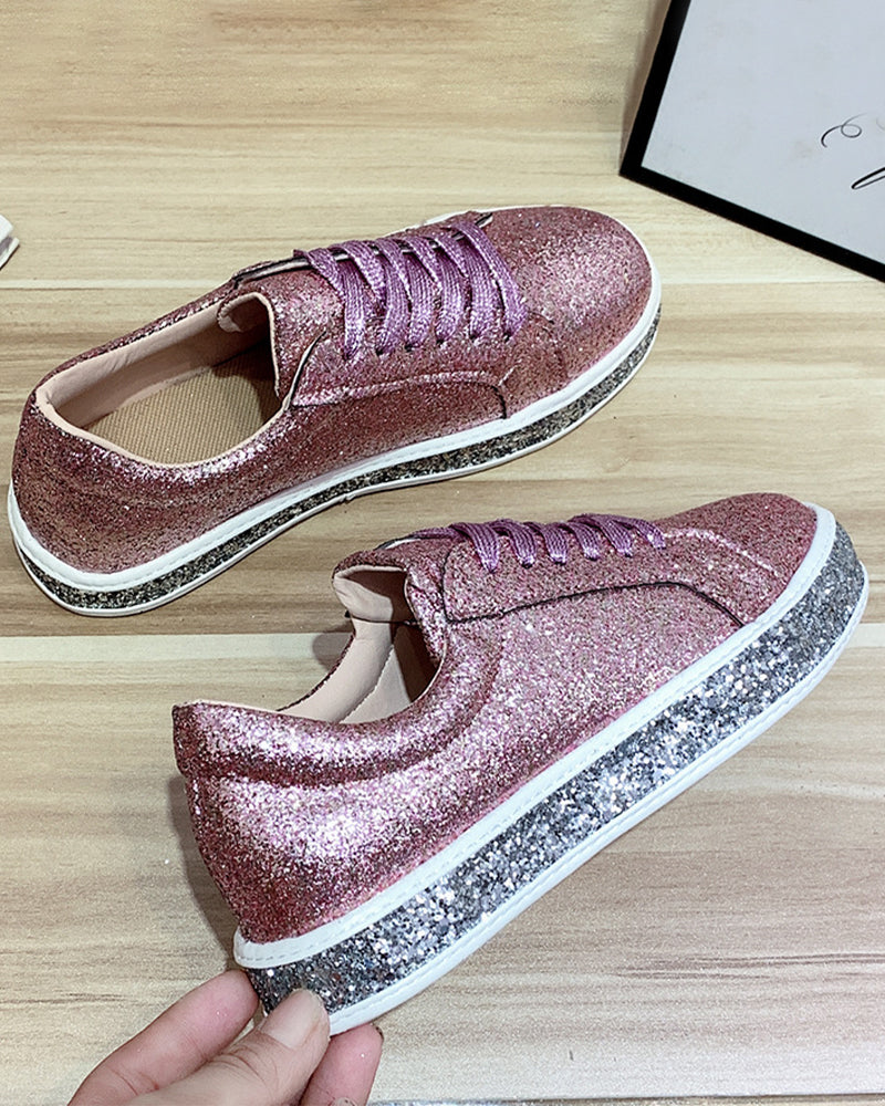 Stylish Glitter Platform Sneakers for Women - Sienna-Silver-5-State of Style