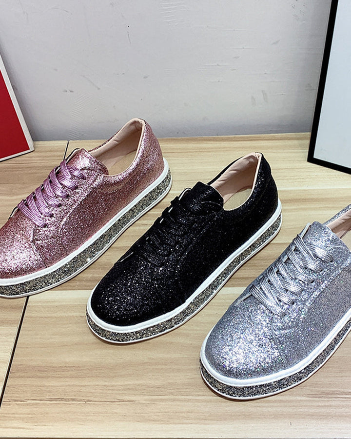 Stylish Glitter Platform Sneakers for Women - Sienna-Silver-5-State of Style