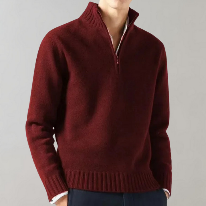 Stylish Half-Zip Men’s Sweater - Ethan-Red-S-State of Style