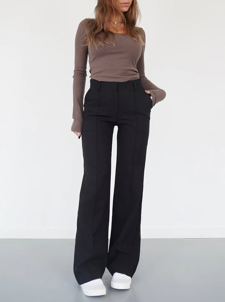 Stylish High-Waisted Pants - Luna-Black-S-State of Style