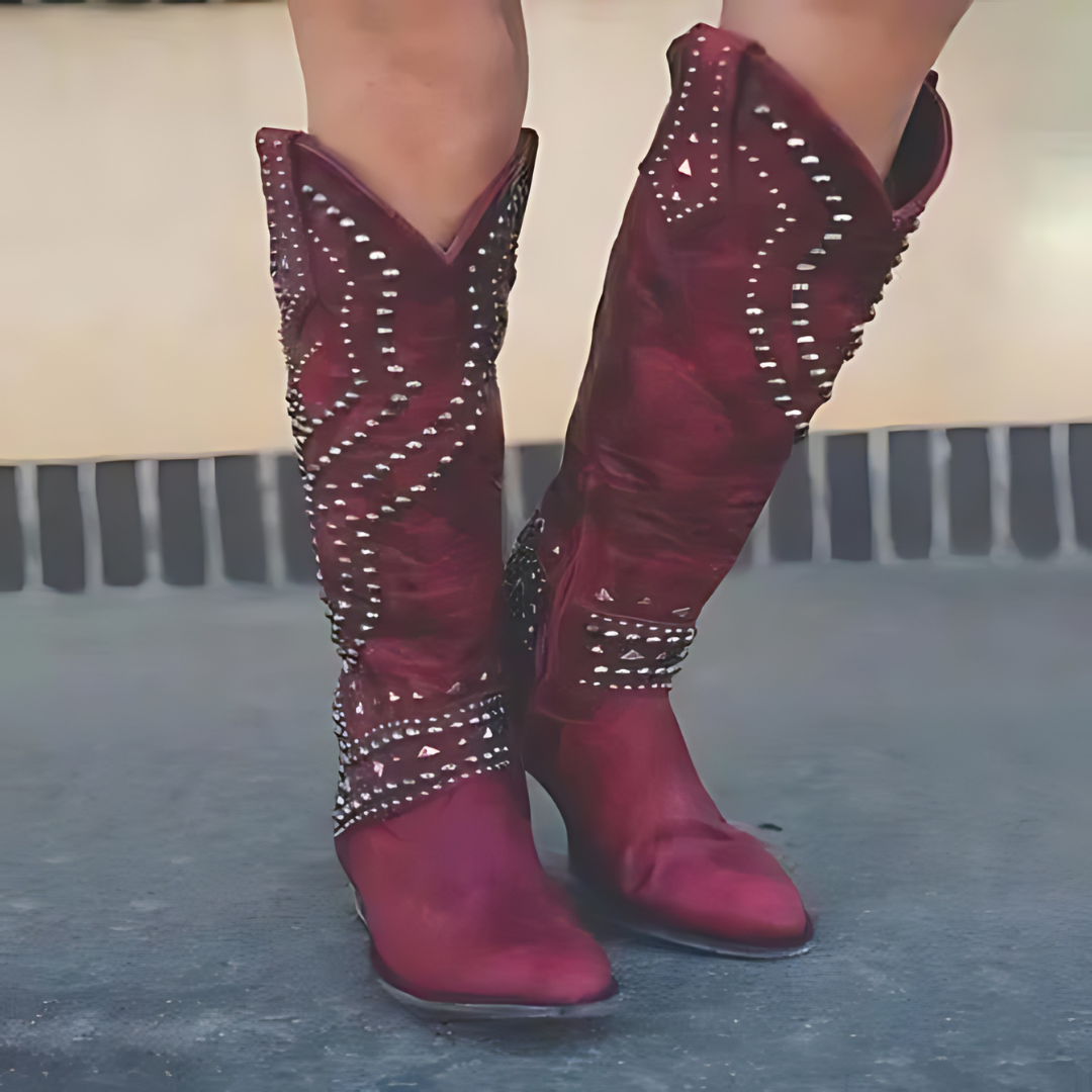 Stylish High Women's Boots - Elena-Burgundy-3-State of Style