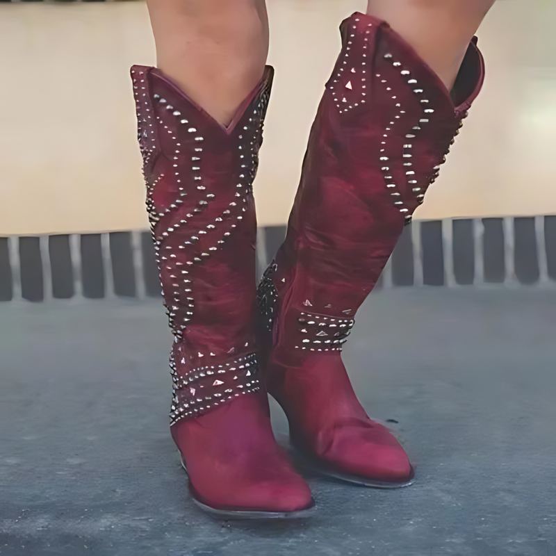 Stylish High Women's Boots - Elena-Burgundy-3-State of Style