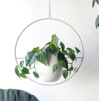 Stylish Indoor and Outdoor Plant Hanger - LeafLuxe-Round-White-State of Style