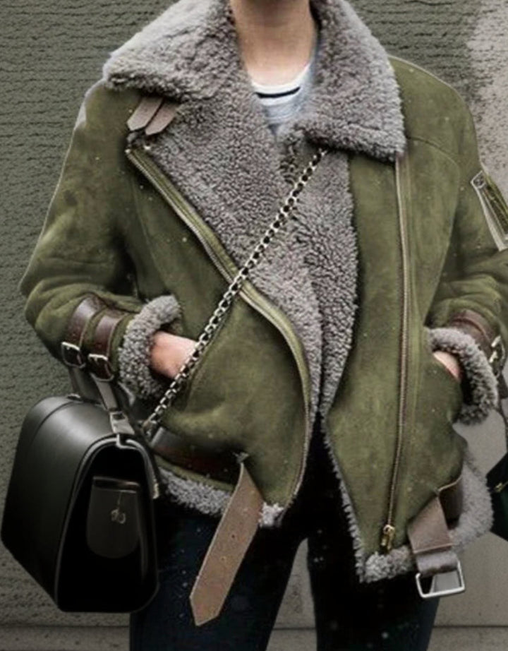 Stylish Jacket with Leather Buckles for Women – Juliette-Green-S-State of Style