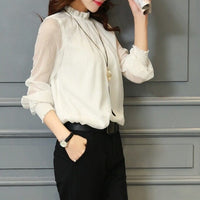 Stylish ladies' chiffon blouse with ruffles & transparent sleeves – Elina-Green-S-State of Style