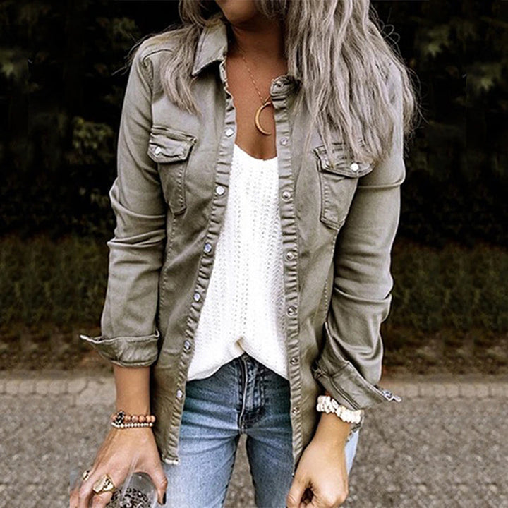 Stylish ladies' denim jacket - Elisa-Gray-S-State of Style