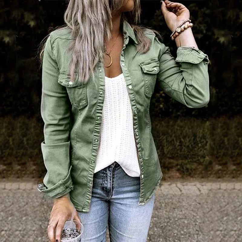 Stylish ladies' denim jacket - Elisa-Green-S-State of Style