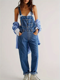 Stylish ladies' denim jumpsuit for everyday wear - CityEase-Navy blue-XS-State of Style