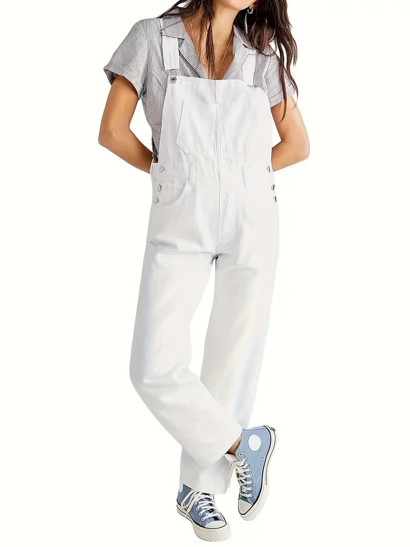Stylish ladies' denim jumpsuit for everyday wear - CityEase-White-XS-State of Style