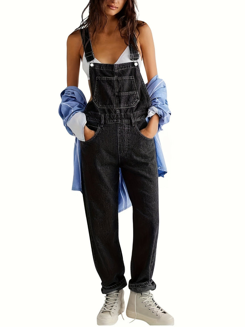 Stylish ladies' denim jumpsuit for everyday wear - CityEase-White-XS-State of Style