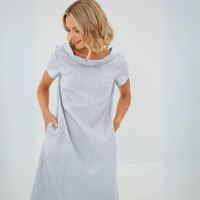 Stylish ladies' summer dress made from a linen-cotton blend - LinaLuft-Baby blue-XS-State of Style