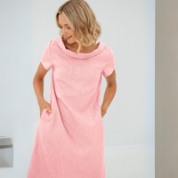 Stylish ladies' summer dress made from a linen-cotton blend - LinaLuft-Yellow-XS-State of Style