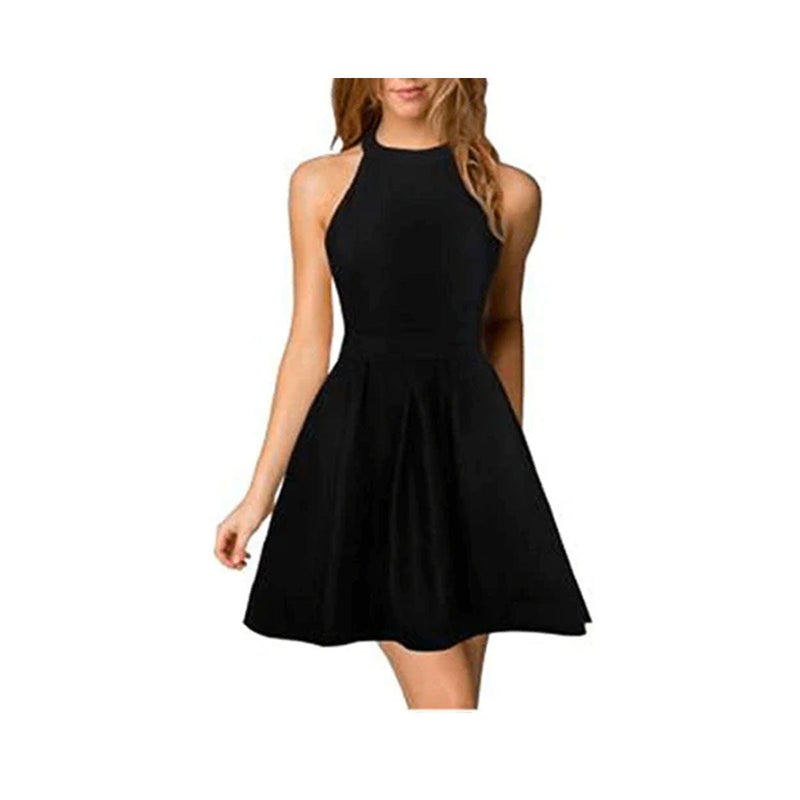 Stylish ladies' summer dress with halter neck – Malia-Black-S-State of Style