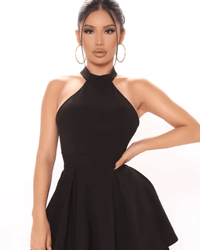 Stylish ladies' summer dress with halter neck – Malia-Black-S-State of Style