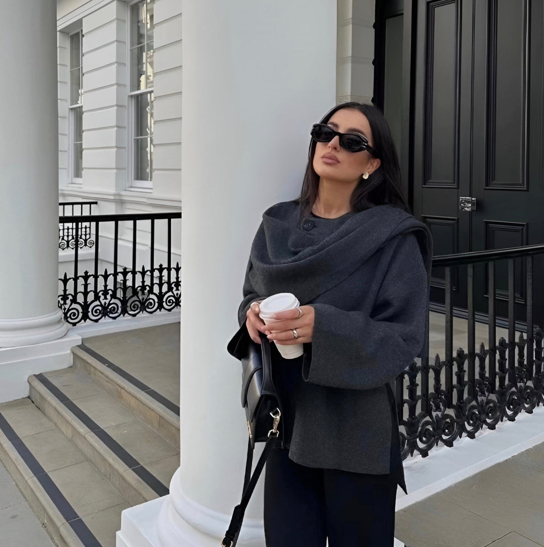 Stylish Ladies Winter Poncho - Ella-Dark Blue-S-State of Style