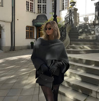 Stylish Ladies Winter Poncho - Ella-Dark Blue-S-State of Style