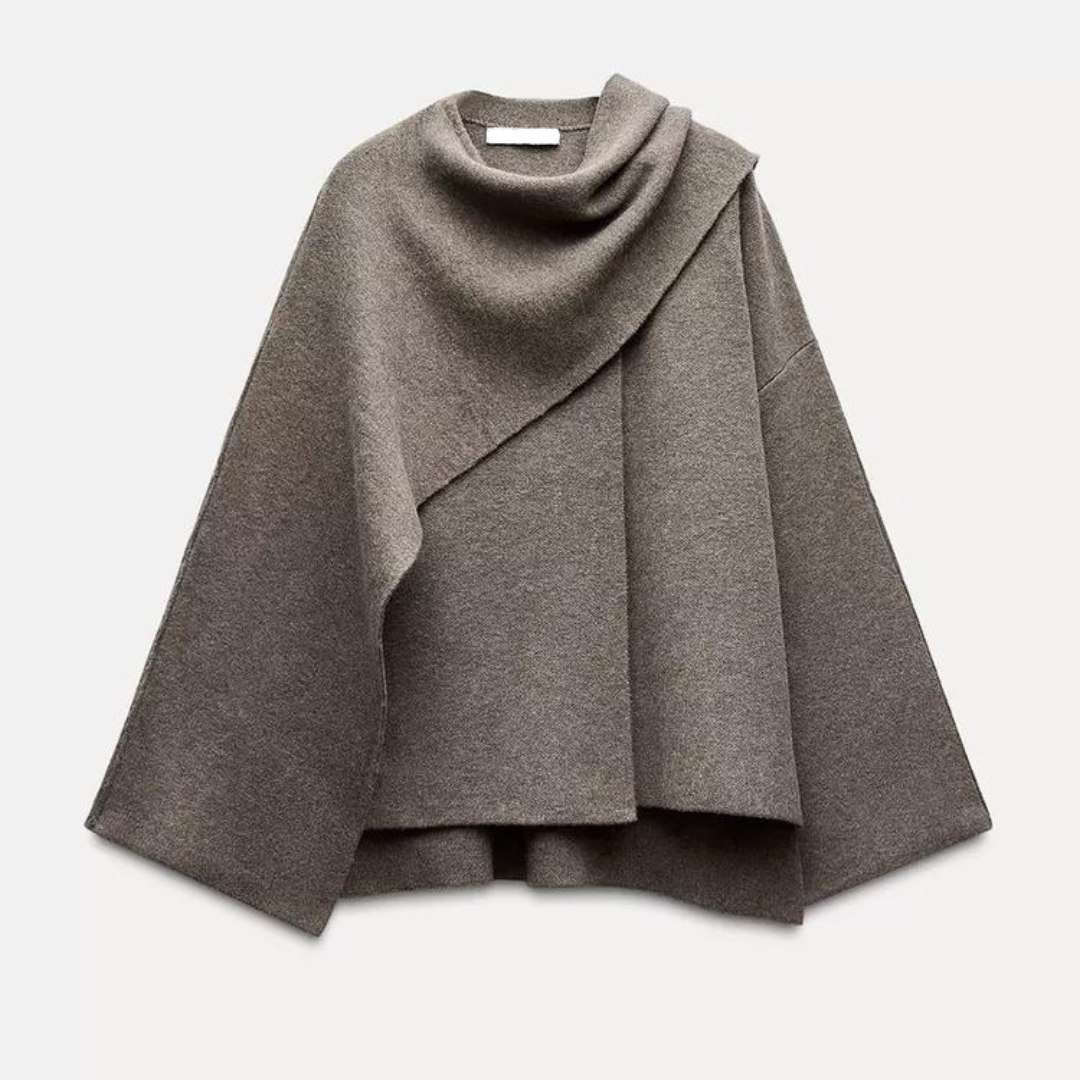 Stylish Ladies Winter Poncho - Ella-Grey-S-State of Style
