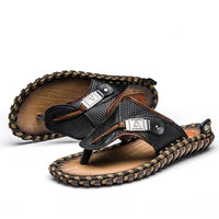 Stylish Leather Flip-Flops - Levi-Black-5.0-State of Style