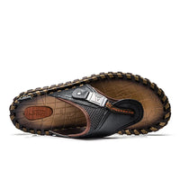 Stylish Leather Flip-Flops - Levi-Black-5.0-State of Style