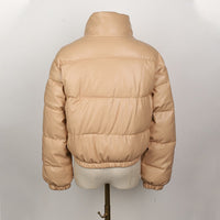 Stylish Leather Puffer Jacket for Women | CoolJacket-Black-S-State of Style