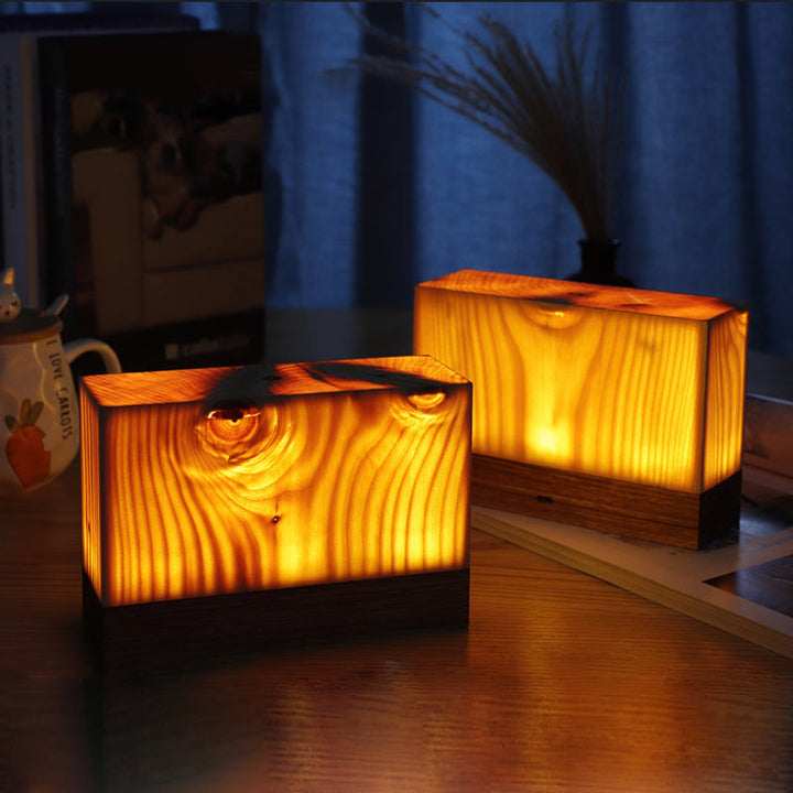 Stylish LED Table Lamp - WoodGlow-17cm x 6cm x 11cm-Rectangle-State of Style