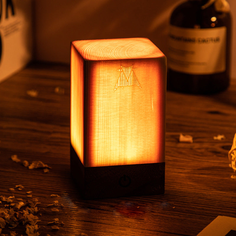 Stylish LED Table Lamp - WoodGlow-6cm x 6cm x 10cm-Square-State of Style