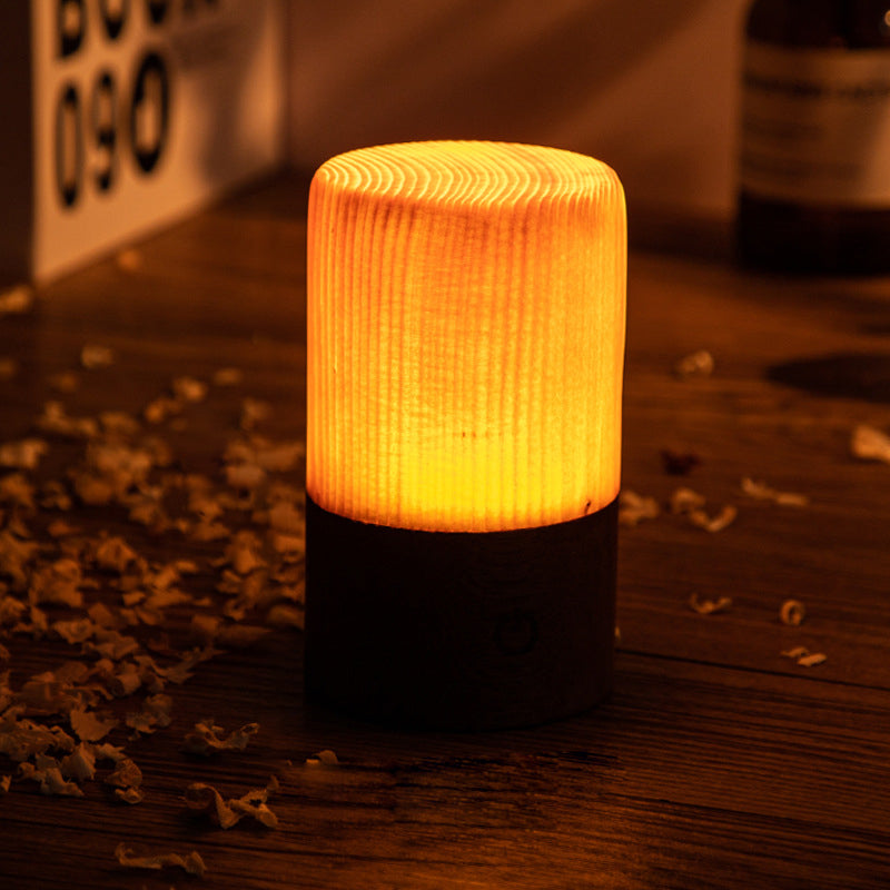 Stylish LED Table Lamp - WoodGlow-6cm x 7.5cm-Cylinder-State of Style