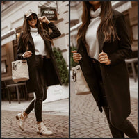 Stylish Long Brown Jacket | Comfortable Women's Outerwear-Black-S-State of Style