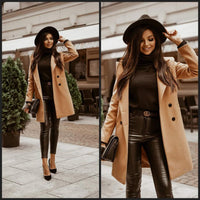Stylish Long Brown Jacket | Comfortable Women's Outerwear-Khaki-S-State of Style