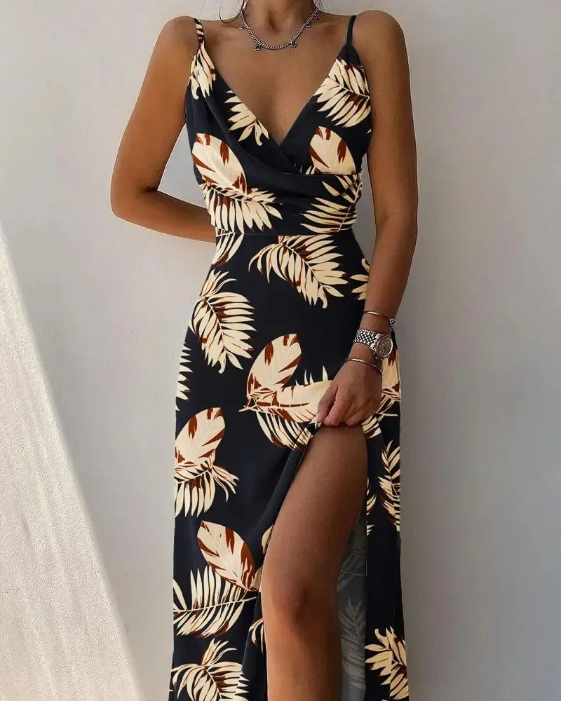 Stylish Long Dress - Sophia-Black Print-S-State of Style