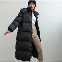 Stylish Long Ladies' Down Jacket - Elise-Black-XS-State of Style