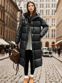 Stylish Long Quilted Winter Coat for Women - Mila-Black-S-State of Style