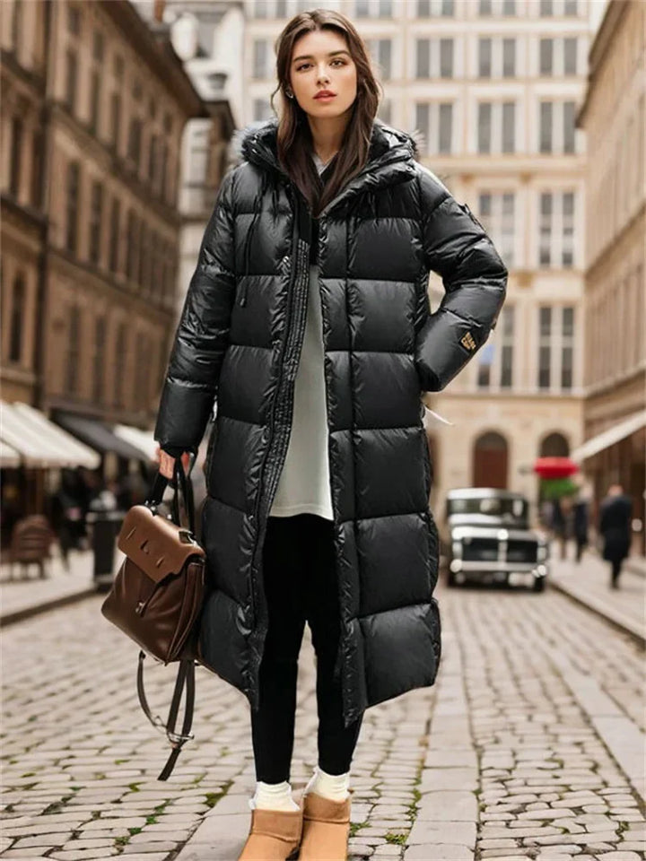 Stylish Long Quilted Winter Coat for Women - Mila-Black-S-State of Style