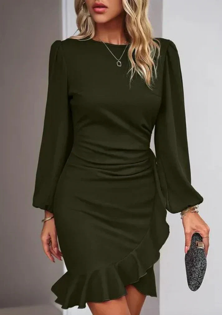 Stylish Long-Sleeve Dress - Elise-Dark Green-S-State of Style
