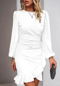 Stylish Long-Sleeve Dress - Elise-White-S-State of Style
