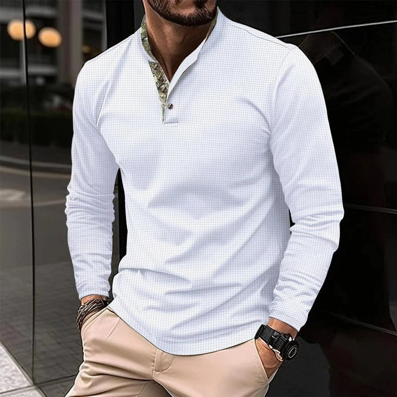 Stylish Long Sleeve Men’s Polo - Finn-White-S-State of Style