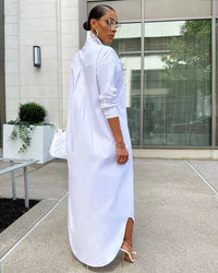 Stylish Long T-Shirt Dress-Khaki-S-State of Style