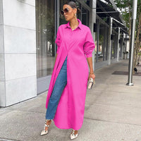 Stylish Long T-Shirt Dress-Pink Red-S-State of Style