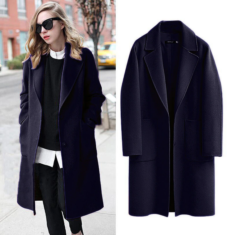Stylish Long Women’s Coat - Sophia-Black-M-State of Style