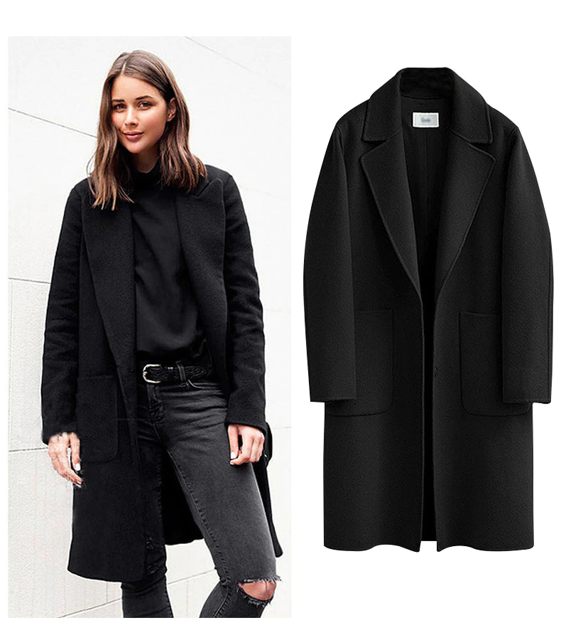 Stylish Long Women’s Coat - Sophia-Black-M-State of Style