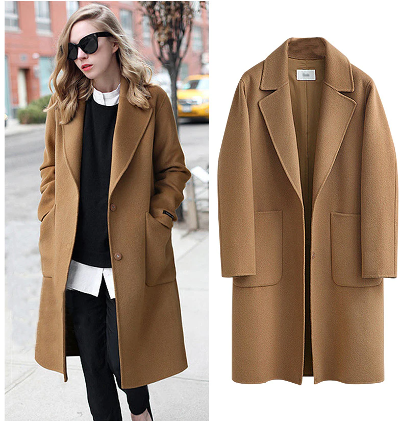 Stylish Long Women’s Coat - Sophia-Brown-M-State of Style