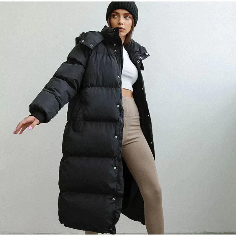 Stylish Long Women's Down Jacket - Elise-Black-XS-State of Style
