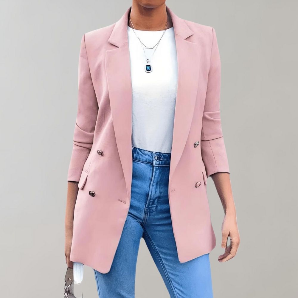 Stylish Long Women's Jacket - Clara-Pink-S-State of Style