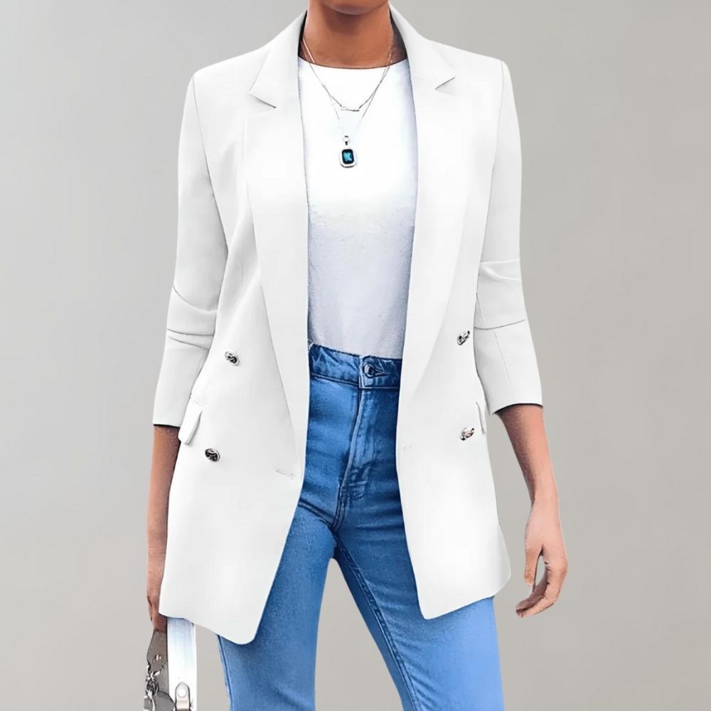 Stylish Long Women's Jacket - Clara-White-S-State of Style
