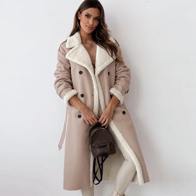 Stylish Long Women's Winter Coat - Seraphina-Apricot-S-State of Style