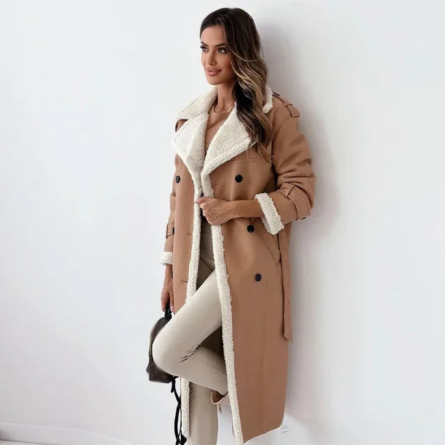Stylish Long Women's Winter Coat - Seraphina-Khaki-S-State of Style
