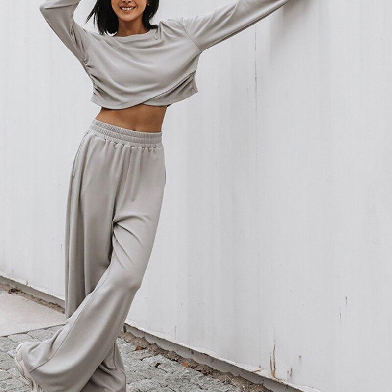Stylish Loungewear Set | Cozy Home Suit For Women-Light Gray-S-State of Style